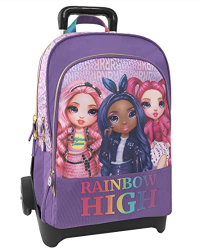 RAINBOW HIGH - Abnehmbarer Trolley-Rucksack mit Tragegriff und versenkbaren Schultergurten, Reißverschluss und Fronttasche mit Reißverschluss - Rucksack für Mädchen - Schulrucksack 36 x 23 x 47 cm,