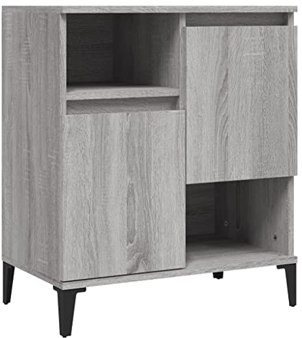 vidaXL Buffet, Armoire Latérale avec 4 Compartiments, Meuble de Rangement, Organisateur de Salle de Séjour, Industriel, Sonoma Gris Bois d'Ingénierie
