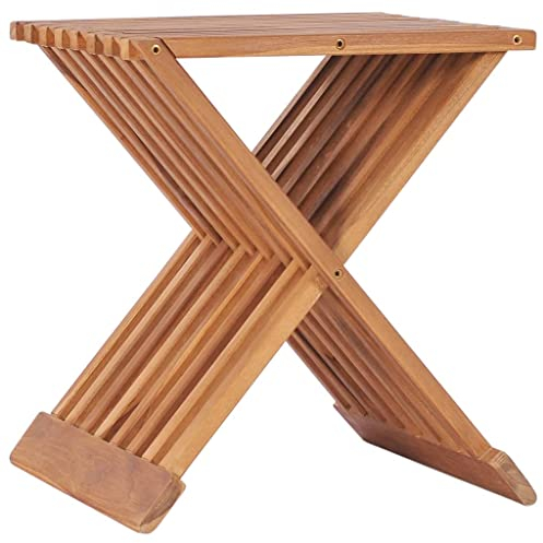 INLIFE Klappbarer Hocker 40×32×45 cm Massivholz Teak,5.8kg,48992