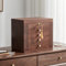 Homruilink Black Walnut Jewelry Box for Women Classical Wooden with Two Side Doors 5-Layer Organizer with Mirror 5 Big Drawers Watch Necklace Ring Earring Gifts