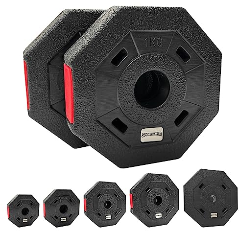 SPORTINATOR 1 1,25 2 2,5 4 kg Bumper Plates Fitness Gewichtsscheiben Hantelscheiben 2er-Set (1 kg schwarz)