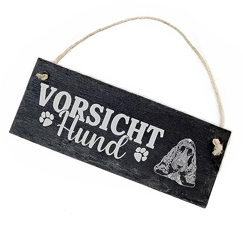 Vorsicht Hund Englische Cocker Spaniel Schild Schiefer 22x8cm Achtung Warnschild Warnung Warnschild Hundeschild