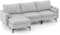 RELAX4LIFE Ecksofa mit Schlaffunktion, Modulare Sofa mit Kissen, Inklusive Relaxsessel, Eckcouch mit USB-Anschluss, Steckdose & Tasche für Wohmzimmer/Schlafzimmer, Grau (3 Sitzer Ecksofa)