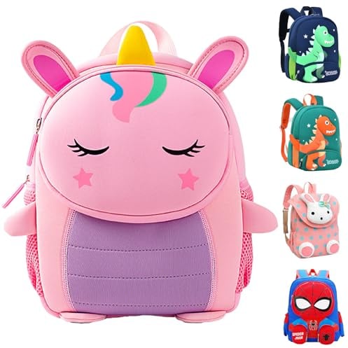 LUKIUP Einhorn Kindergartenrucksack, (28x24 x10cm) Kinderrucksack Mädchen Pink, Kleiner Freund Rucksack Kindergarten, Einhorn Rucksack für Kita Kindergarten Mädchen Ab 2-5 Jahren
