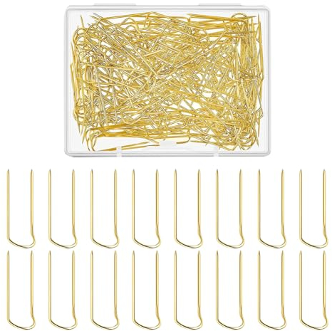 50 Pcs Metal U Shaped Pins Craft Straight Pins Sewing Positioning Pins Quilting Fork Pins Double Blocking Pins for Fabric Craft Golden