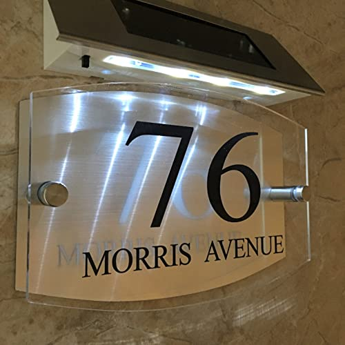 Kristalleffekt Beleuchtete Solar Hausnummer Hausnummernschild 1-99999 Straßenname LED Für Wand