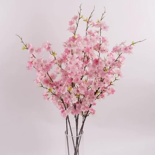 OUKEYI Lot de 4 branches de fleurs de cerisier artificielles à tige de 74 cm de long pour arrangements de vase pour mariage, printemps, intérieur et extérieur, décoration de fête (rose)