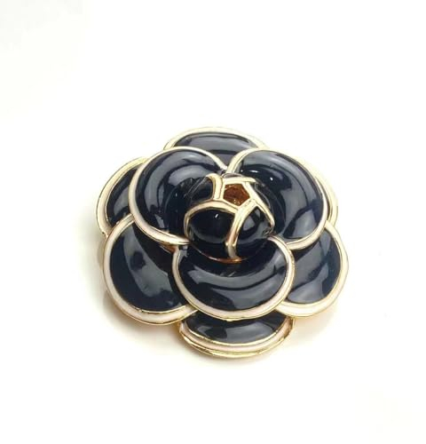 Damen Brosche schwarzes Kamelia Kleid gepaart mit Anzugzubehör für modisches Anziehen (C - Black Camellia)