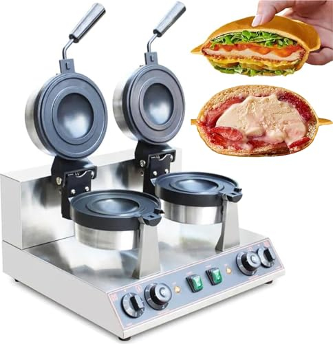 Dfdieratve Panini Press Brioche Burger Comercial Eléctrico Krapfen Calentador Helado Panini Donut Donut Pan Máquina Krapfen Warmer Helado Brioche Burger Maker,Two Head
