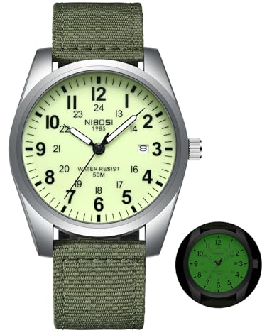 NIBOSI Uhren Herren herrenuhren Armbanduhr Analog Quarzuhr automatik Wasserdicht Taktische Militär klassisch minimalistische Business lässiger Uhren Männer Sport mit Datum Nylonband
