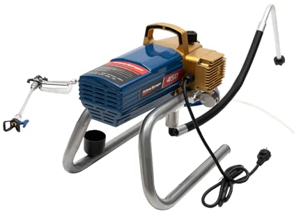 Begoniape Airless Farbsprühsystem mit Manometer 1.5KW 2.2L/min Airless Sprühpistole für Innen- & Außenbereich Wandfarben Tragbares Farbsprühgerät aus Rostfreier Stahl 22Mpa