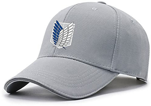 CMJIEFAF Baseballkappen Herren for Attack On Titan Aufdruck Klassischer Sommersonnenhut Lässige Laufkappe Verstellbare Outdoor Sportkappe Entenschnabelkappe-Grey||One Size
