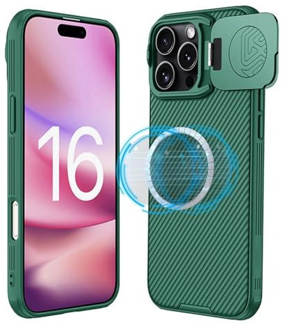 Soyeacrg Hülle für iPhone 16 Pro Max/16 Pro, Kompatibel mit MagSafe Vollständiger Kameraschutz Robuster Ständer Ultradünne, leichte, weiche Stoßstange Stoßfeste Schutzhülle,Green,16 Pro Max