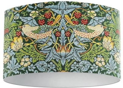 Harrison Cropper William Morris Tapestry Strawberry Thief Drum Lampshade (Bottle Green, 30cm Diameter Table/Standard Lamp)