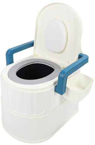 Toilettenstuhl, Breite Armlehnen, Weiche PU-Sitzlehne, Rutschfester Toilettenstuhl mit Hohlem Eimer für Hock-Toilette, Blau