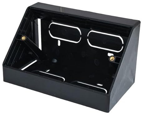 BLACK ANGLED DOUBLE GANG BACKBOX: 2 Gang 45 Degree Surface Mount Pattress/Pedestal Box