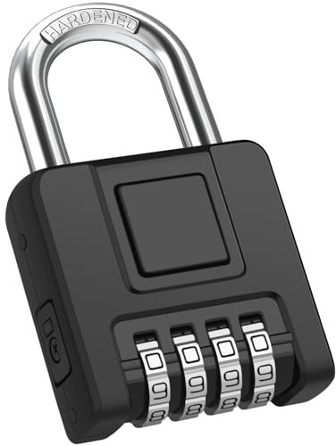 Cadenas Résistant aux Intempéries, Diyife Outdoor Combination Lock avec Étui en Silicone, avec Code à 4 Chiffres pour les Bagages, Clôture, Portail, L'unité de Stockage, Étui en Silicone, Noir