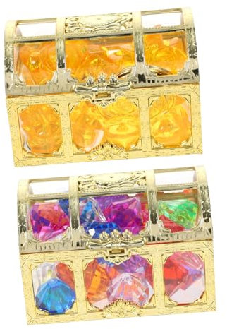 Vaguelly Cofre del Tesoro Pirata De Juguete con Gemas Falsos y Gemas para Juguetes De Baño Años De Piscina Años