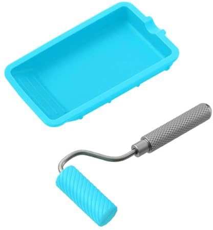 Takone - Rodillo de pegamento para madera, silicona, color azul | Aplicación a gran escala • distribución uniforme • Rodillo de silicona • Mango de aluminio • Bandeja • Fácil limpieza