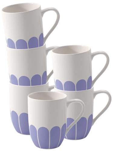 Villeroy & Boch - Fleur Bleu Henkelbecher 6er Set, Becher für Kaffee & Heißgetränke, Tasse mit Griff, Kaffeebecher, Kaffeetasse, Spülmaschinenfest & Mikrowellensicher, Premium Porzellan, Blau
