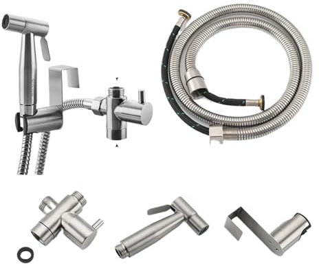 Gold Bidet Faucet Stainless Steel Handheld Bidet Sprayer Set Black Toilet Faucet Single Cold Water Shower Head Accessories (Color : EU Black Set)