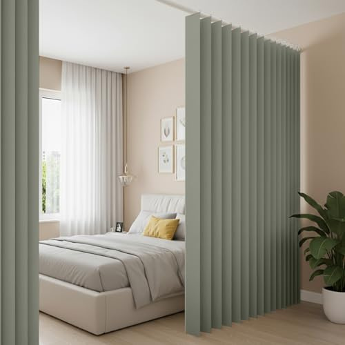 Raumteiler Vorhang Extra Breit H241xB254CM Wasserdicht, Raumtrenner Vorhänge mit Haken, Schrankvorhang Faltbarer Raumteiler für Bad/Schlafzimmer/Wohnzimmer/Büro/Sichtschutz(Hellgrau)