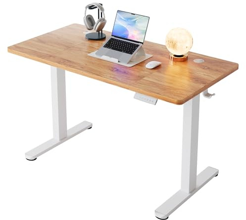 HUANUO 120 x 60cm Escritorio Eléctrico Regulable en Altura, 4 Configuraciones de Altura Memorizables, Escritorio para Trabajo en Casa y Computadora, Marrón Rústico Claro