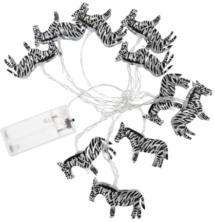LABRIMP Zebra Ebene LED Lichterkette für Schlafzimmer und Garten Batteriebetrieben Zarte Lichterkette für Kinderzimmer Langlebig Kreative Party Dekoration