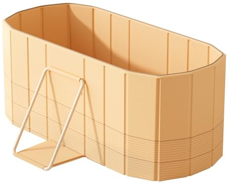 Baignoire pliable 120 cm avec isolation thermique et structure en métal - Possibilité de bain sans conversion pour adultes et famille - 5 couches - Jaune - 120 cm