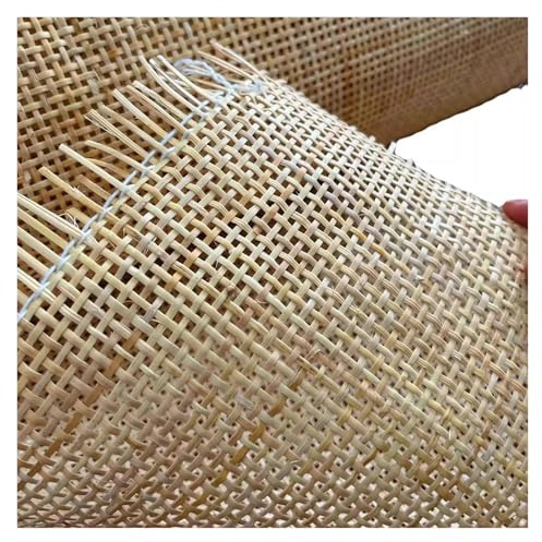 HMTBQT Natürliches Rattan Gurtband 35–100 cm Breites,Wiener Geflechtsrolle Meterware Cane Webbing Roll,Rattan Vorgewebtes Offenes Netz Gurtband Rolle für Stuhl Möbel DIY-Projekte(61cmx2m)