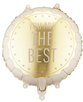 Folienballon mit - You Are The Best - Schriftzug 35x35cm - Luftballon für Helium oder Luft - Kunststoffballon für Geburtstage Birthdaypartys Geburtstagsfeier - Ballon für Feste - Creme Gold