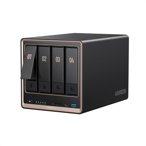 UGREEN NASync DXP4800 GT NAS 4 vani per creator e uffici (senza HDD) | AMD Ryzen R2514, doppia 10GbE, 8GB DDR4 fino a 64GB, HDMI 4K, 2×M.2 NVMe, ECC, slot U.2 e M.2