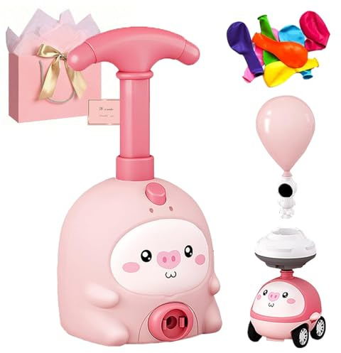 Air Powered Balloon Car Toy Set, Kids Rocket Launcher with Car Pump, Educational STEM Aerodynamic Vehicles, Rocket Balloons Launcher for Boys and Girls (Pink)