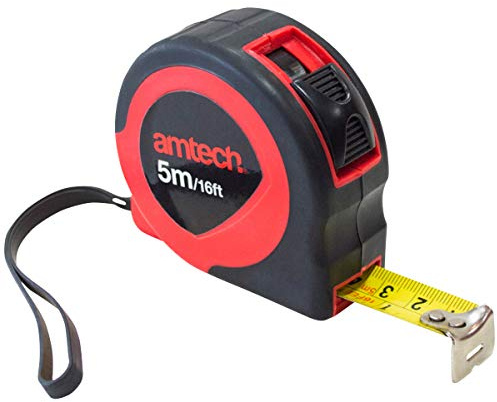 Amtech 5m Measuring Tape, 18mm Wide Blade with Auto Return and Soft Grip, Perfect for Construction, Decorating and Home Improvement Projects.
