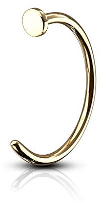 Paula & Fritz® Nose Hoop Ring Nasen-Piercing Nasenpiercing-s Nose für Nasenfluegel als Nasenschmuck Nasenstecker Nostril auch für Augenbraue, Lippe Edelstahl 316L Gold Dicke: 0.8mm, Länge: 8mm