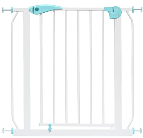 IB STYLE Barrera de Seguridad Berrin - Valla para Perros, Montaje sin Tornillos, Puerta Extensible, Apertura Ambos Lados, Mascotas, Turquesa, Ancho: 120-130 cm