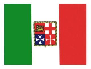 Bandiera italiana adesiva con stemma marina mercantile (20X30)