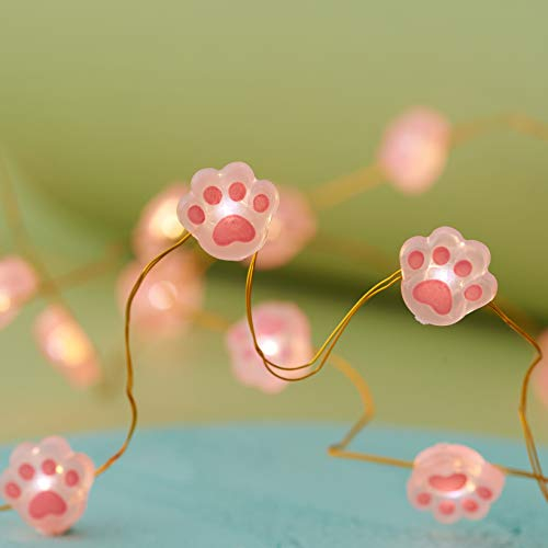 MIYA LIFE Christmas Fairy Lights Cat Paw Cute String Lights Cat Light - Ideal Cat Decorations for Cat Christmas Tree Cat Ornaments String Lights for Kids Bedroom Cute Lights for Bedroom