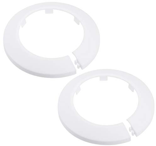 sourcing map 75mm Tubo Cubierta Decoración PP Radiador Escudo Agua Tubo Pared Cubierta Blanco 2uds.