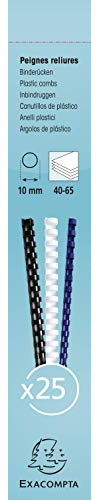 Exacompta - Réf. 76300E - Boîte de 25 reliures spirales en PVC blanc 10 mm - permet de relier 40 à 65 feuilles de 80 g format A4 ou A3 paysage - convient pour tout type de machine à relier à anneaux