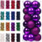 Emopeak Christmas Balls Ornaments 24Pcs, Shatterproof Xmas Balls Baubles Decor or Christmas Tree, Christmas Balls Hanging Holiday Wedding Party Decoration (Purple, 1.57-4CM)