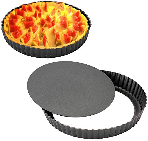 Gutsdoor Quicheform 30 cm, Tarteform mit Hebeboden, Tarte Form Antihaftbeschichtete Quiche Tortenboden Backform, Rund Obstkuchenform, Tortenpfannen (30 CM)