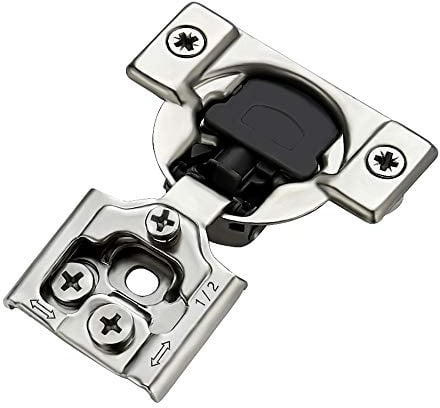 Ravinte 10 Pack 5 Pairs 1/2 inch Overlay Soft Close Hinges for Kitchen Cabinet Hinges Satin Nickel Hidden Hinges Stainless Steel Concealed Hinge self Closing