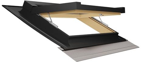 Emica - Finestra da tetto apertura Vasistas in Alluminio | Linea Habitat con Vetrata basso emissivo Certificata CE | Interno Legno Abete Lamellare Prima Scelta | Spazi Abitativi(94x55 Base x Altezza)