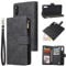 QLTYPRI Hülle für Samsung Galaxy A50, Premium Leder Handyhülle mit Große Kapazität 6 Kartenfach & 1 Reißverschluss Tasche Ständer Schutzhülle für Samsung Galaxy A50 - Schwarz