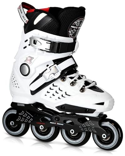 Nils Extreme Inliner für Herren und Damen - Inline Skates - ABEC9 Kugellager - Inliner Erwachsene - 85A Rollen - Rollerskates 43 - Weiß und Schwarz - NA20001