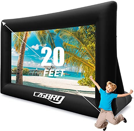 CZGBRO Inflatable Projector Screen - Outdoor Movie Screen Blow Up for Movie Parties Backyard Outside with Air Blower and Carry Bag, Front and Rear Projection (20FT with Blower)
