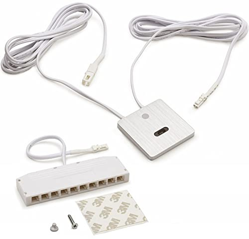 Domus Line Dimmbarer Aluminium Touchless-Schalter FUN D-MOTION gebürstet | 50 x 58 x 5 mm 12V mit 10-fach Verteiler Micro12 von SOTECH