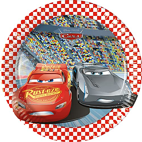 Procos FSC® Mix 93489 Lot de 8 assiettes jetables en papier pour anniversaire d'enfant Motif Cars 3 Taille 20 cm