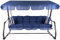 PATIO Hollywoodschaukel mit Liegefunktion 170 cm Parma mit Auflagen Sonnendach Seitenkissen 3 Sitzer auf Federkern Marineblau